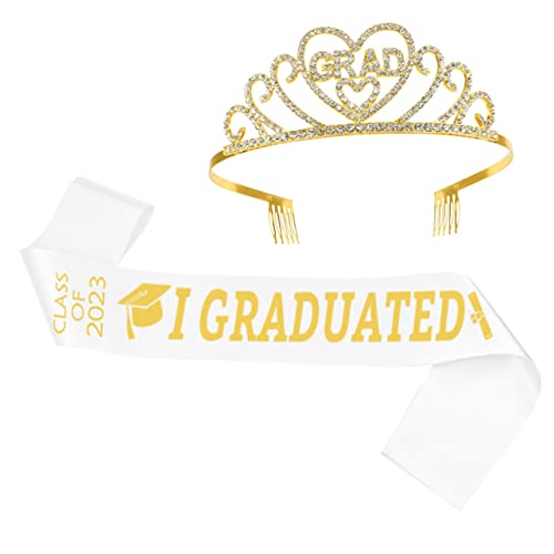 GARIOUANS 1 Satz Graduierung Krone und Schärpe Satin Abschluss Sash mit Aufschrift Abschlussfeier Zubehör für Absolventen Teiliges für Schulabschlussfeiern GARIOUANS 1 Satz Graduierung Krone und Schärpe Satin Abschluss Sash mit Aufschrift Abschlussfeier Zubehör für Absolventen Teiliges für Schulabschlussfeiern von GARIOUANS