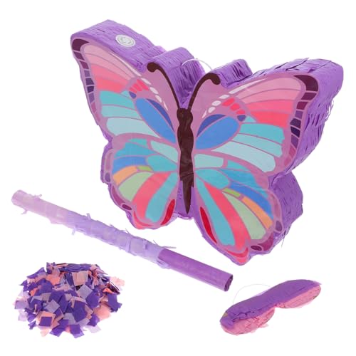GARIOUANS 1 Satz Schmetterling Piñata Süßigkeiten Piñata für Geburtstagsfeiern Stick Augenmaske und Konfetti Sichere Materialien Interaktive Partys und Karnevalsaktivitäten von GARIOUANS