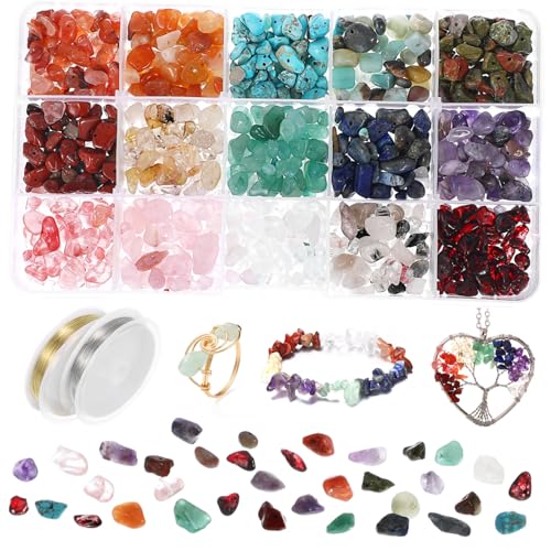 GARIOUANS 1 Schachtel DIY Schmuckset mit Natursteinen und Kupferdraht Farben Unregelmäßige Steine für Kreative Bastelprojekte für Armbänder Ringe Ohrringe und GARIOUANS 1 Schachtel DIY Schmuckset mit Natursteinen und Kupferdraht Farben Unregelmäßige Steine für Kreative Bastelprojekte für Armbänder Ringe Ohrringe und von GARIOUANS
