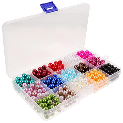 GARIOUANS 1 Schachtel Künstliche Perlen Rund Farbige Abs Bastelperlen mit Löchern für Schmuckherstellung DIY Armbänder und Hautfreundlich und Einfach zu Verwenden von GARIOUANS