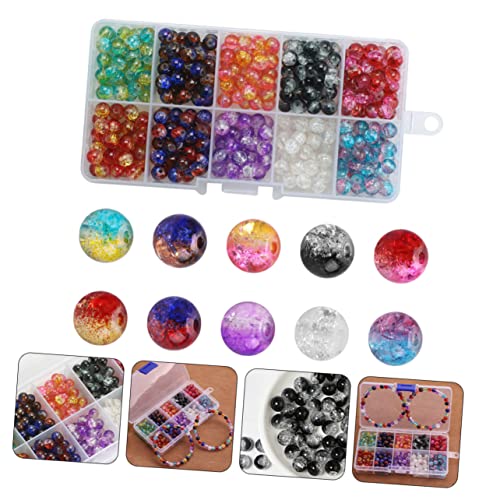 GARIOUANS 1 Schachtel Rund Glasperlen Loose Beads DIY Schmuck Perlen für Armbänder Ohrringe Fächer Aufbewahrungsbox Handgefertigte Cracked Glass Accessoires Langlebig und Farbenfroh von GARIOUANS
