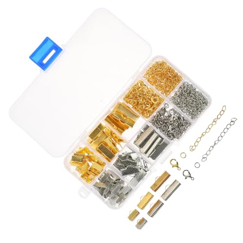GARIOUANS 1 Schachtel Schmuckzubehör mit Karabinerverschluss Verlängerungskette Quetschenden und Ringen für Schmuckherstellung Langlebige Metallbeschläge für DIY Armbänder Halsketten und von GARIOUANS