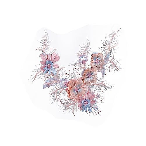 GARIOUANS 1 Stück Blumen Netz Patches Handgemachte Perlen Stickerei für Hochzeitskleider Kleidungszubehör DIY Dekoration Blau von GARIOUANS