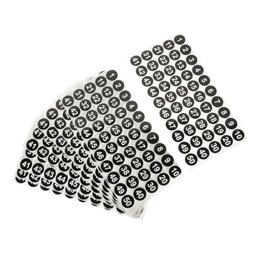 GARIOUANS 10 Blatt Runde Wasserdichte Nummernaufkleber Selbstklebende Digitale Etiketten für Büro Inventarverwaltung Klassenzimmerorganisation und Verpackung Schwarz mit Weißen Zahlen GARIOUANS 10 Blatt Runde Wasserdichte Nummernaufkleber Selbstklebende Digitale Etiketten für Büro Inventarverwaltung Klassenzimmerorganisation und Verpackung Schwarz mit Weißen Zahlen von GARIOUANS