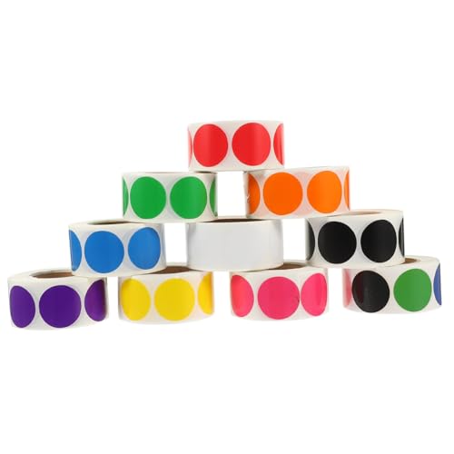 GARIOUANS 10 Rollen Selbstklebende Aufkleber mit Je Selbstklebenden Farbmarkierungen Vielseitige Farbige Punkt etiketten zur Beschriftung und Organisation für Büro Zuhause DIY und Kalender von GARIOUANS