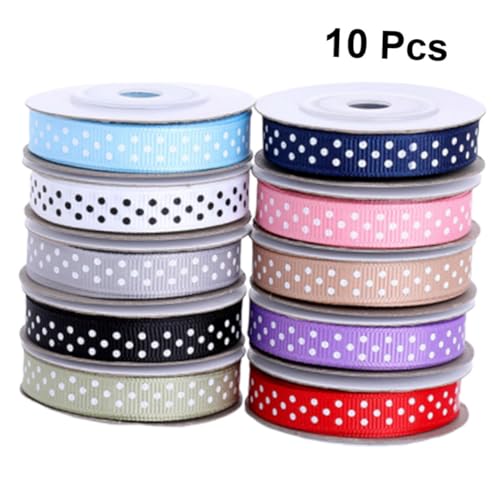 GARIOUANS 10 Rollen Teiliges Dotted Schleifenband Yards Gemustert Geschenkbänder für Verpackung DIY Basteln Haarbänder Party Dekoration in Gemischten Farben GARIOUANS 10 Rollen Teiliges Dotted Schleifenband Yards Gemustert Geschenkbänder für Verpackung DIY Basteln Haarbänder Party Dekoration in Gemischten Farben von GARIOUANS