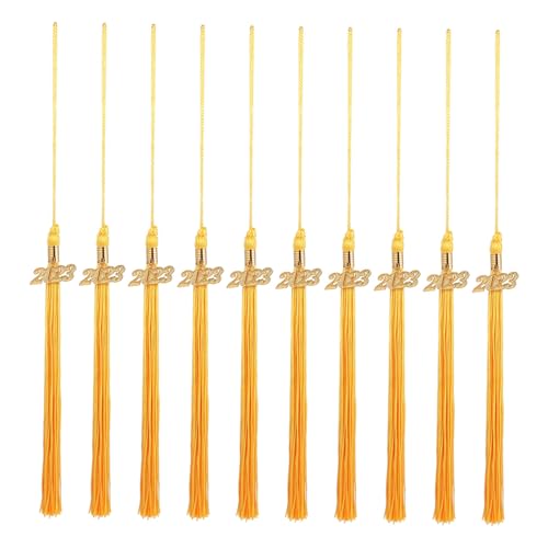 GARIOUANS 10 Stück Doktorhut Quaste Meister Hut Quastenverkleidung Grad Hüte Abschluss 2023 Quaste Zubehör Bildungsabschlusskappendekorationen GOLD WASSEL -Abschlusskappe Polyester Golden von GARIOUANS