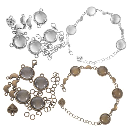 GARIOUANS 10 Stück Edelstein -Tablettarmband für leer DIY Armband Lünette Armband Einstellung Lünetten Anhängerletz Armbandfassung Armband blanko Basis Lünette Schmuckfassungen Legierung von GARIOUANS