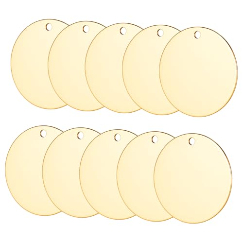 GARIOUANS 10 Stück Etikett Aus Edelstahl Flache Scheibenzauber Mit Loch Anhänger Für Die Schmuckherstellung Runder Anhängerrohling Blanko-anhänger Mit Stempelanhänger Rostfreier Stahl Golden GARIOUANS 10 Stück Etikett Aus Edelstahl Flache Scheibenzauber Mit Loch Anhänger Für Die Schmuckherstellung Runder Anhängerrohling Blanko-anhänger Mit Stempelanhänger Rostfreier Stahl Golden von GARIOUANS