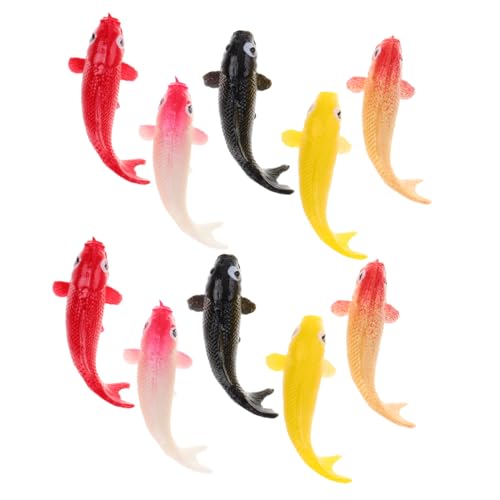 GARIOUANS 10 Stück Fisch-Party-Dekorationen Dekorativ Simulation Gefälscht Grün Miniatur Wasser- Zubehör Für Aquarien Kleiner Fischtank Karpfen Aquarium Künstlich Schwebend Teich Harz von GARIOUANS