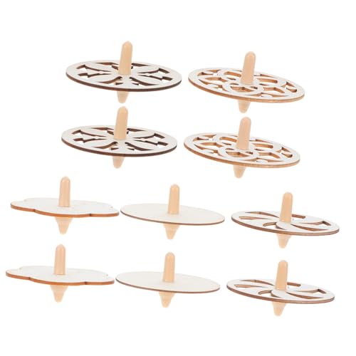 GARIOUANS 10 Stück Kreiselspielzeug für Handgyro- Kinderkreisel unvollendetes Kinderspielzeug DIY Malerei Kinderspielzeug Holzkreisel für Gyro - Plastik Beige von GARIOUANS