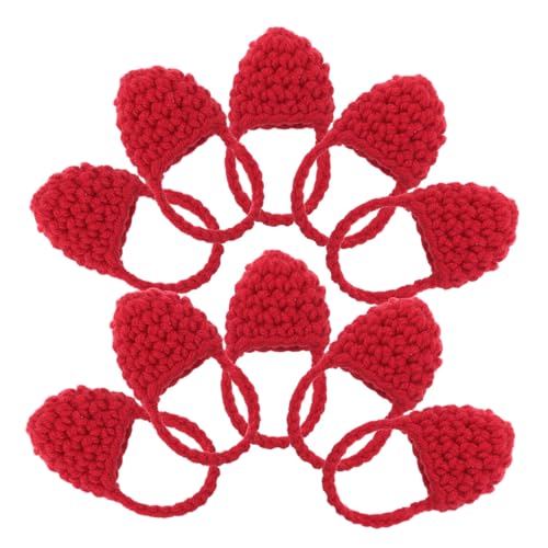 GARIOUANS 10 Stück Puppenhandtasche Gehäkelte Tasche Entzückende Puppentasche Miniatur-stricktasche Handgemachte Gestrickte Aufbewahrungstasche Häkeltasche Süß Gestrickte Tasche Garn Rot von GARIOUANS