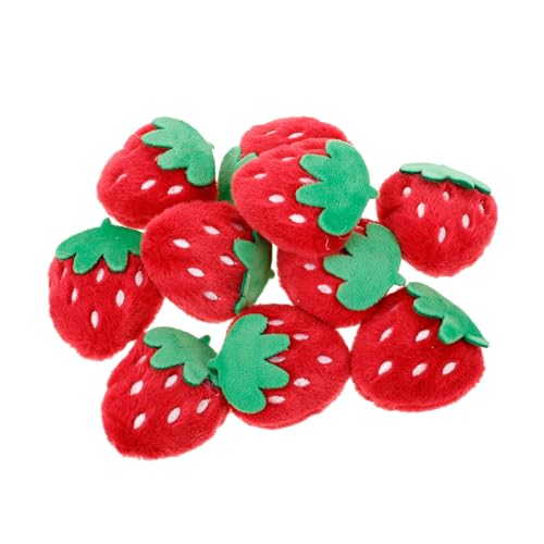 GARIOUANS 10 Stück Rote Erdbeer Aufnäher aus Weichem Plüschstoff Kuschelige Applikationen zum Aufnähen und Aufbügeln für DIY Kleidung Taschen Jacken Hüte und Haaraccessoires von GARIOUANS