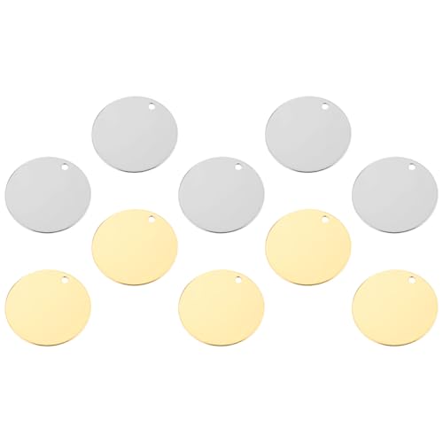 GARIOUANS 10 Stück Runde Gravuranhänger, Flache -anhänger, Diy-stanzrohlinge Zum Gravieren Von Tiernamensschildern, 25 Mm (gold + Silber) von GARIOUANS