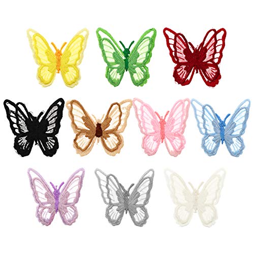 GARIOUANS 10 Stück Schmetterling Stickerei Patches zum Aufbügeln Farbenfrohe Applikationen für Kleidung DIY Projekte Handarbeiten und Bastelarbeiten von GARIOUANS