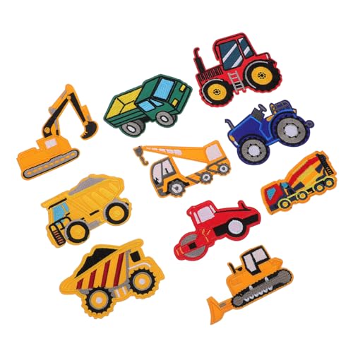 GARIOUANS 10 Stück Teiliges Bestickter Feuerwehr Auto Aufnäher aus Strapazierfähigem Stoff zum Aufnähen und Reparieren von Kleidung für Kinderkleidung und DIY Nähprojekte von GARIOUANS