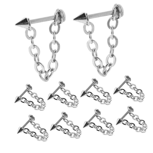 GARIOUANS 10 Stück Teiliges Chain Hoops Lippenpiercing aus Abnehmbar mit Kugel und Spitzen Design Vielseitig für Nase Septum Flexibel für Damen und Herren von GARIOUANS