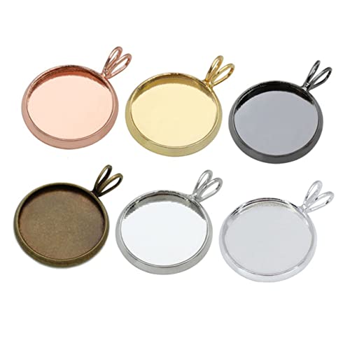 GARIOUANS 10 Stück Teiliges Diy Förmige Aufhänger Ring Tray Pendants Runde Kupferbeschichtete Tray Pendants für Schmuckherstellung und Bastelprojekte Antikes Cyan von GARIOUANS