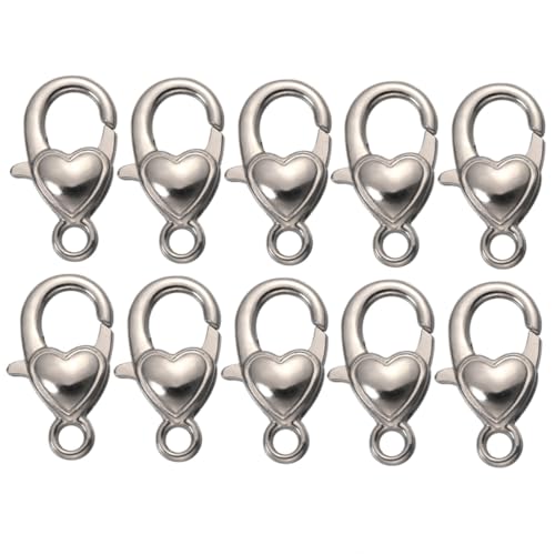 GARIOUANS 10 Stück Teiliges Herzförmige Lobster Karabiner aus Langlebiger Legierung für Schmuckherstellung Schlüsselanhänger DIY Silberfarbene Verschlüsse für Halsketten und Armbänder GARIOUANS 10 Stück Teiliges Herzförmige Lobster Karabiner aus Langlebiger Legierung für Schmuckherstellung Schlüsselanhänger DIY Silberfarbene Verschlüsse für Halsketten und Armbänder von GARIOUANS