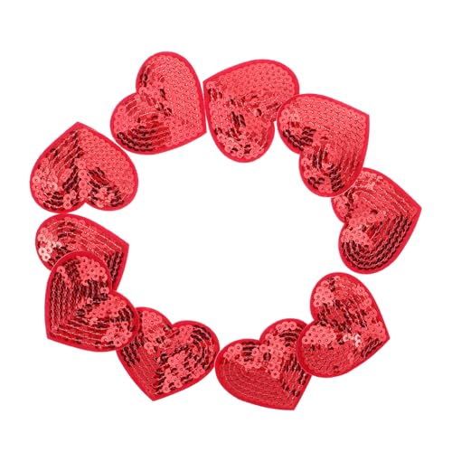 GARIOUANS 10 Stück Teiliges Herzform Pailletten Aufnäher Selbstklebend für Kleidung Hüte und Taschen Glitzernde Applikationen zur Individuellen Dekoration mit Robuster Stickerei von GARIOUANS