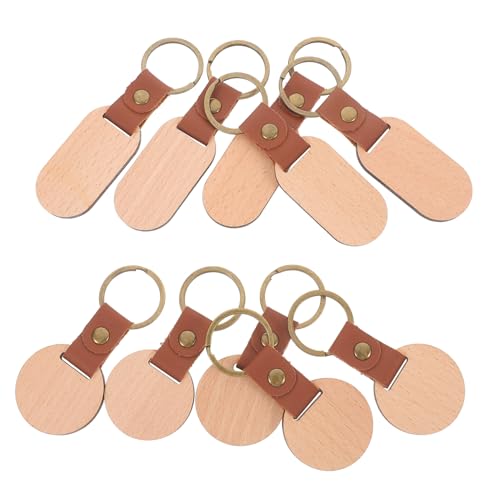 GARIOUANS 10 Stück Teiliges Holz Schlüsselanhänger Blanko Solide Buche Glatte Oberfläche Gravierbar und Bemalbar DIY Bastelset für Personalisierte Schlüsselringe Langlebig und Kratzfrei von GARIOUANS