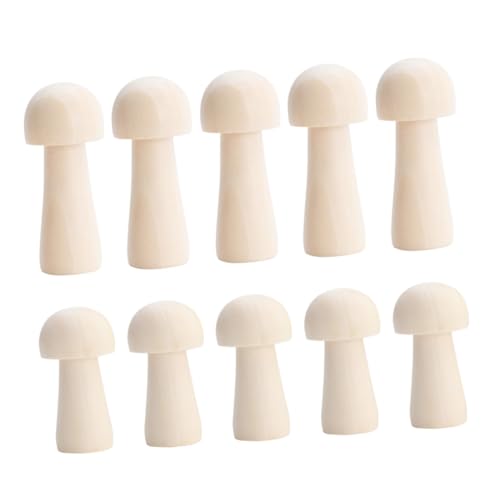 GARIOUANS 10 Stück Teiliges Holz pilz Naturfarben DIY Bemalbare Holzfiguren für Leicht Glatt Langlebig Kreative für Kinderzimmer und Schreibtisch von GARIOUANS