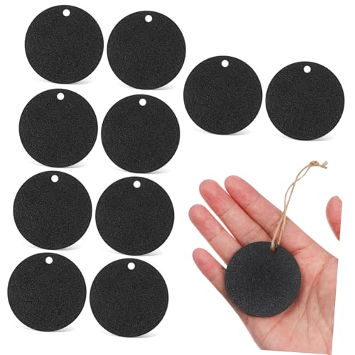 GARIOUANS 10 Stück Teiliges Mini Holz Kreidetafeln Rund Beidseitig Beschriftbar mit Juteseil Stabile Kleine Schiefertafeln für Hochzeit Deko Basteln Geschenkanhänger Memo und Heimdekoration von GARIOUANS