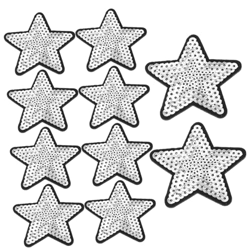 GARIOUANS 10 Stück Teiliges Pailletten Stern Aufbügler Patches zum Aufnähen und Dekorieren von Kleidung Jeans Taschen Glitzernde Applikationen für Rucksäcke und Accessoires von GARIOUANS