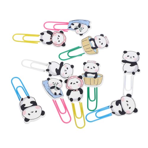 GARIOUANS 10 Stück Teiliges Panda Büroklammern aus Holz und Kunststoff Multifunktionale Lesezeichen Clips für Bürobedarf Langlebige Dokumentenhalter Niedliche Schreibwaren für von GARIOUANS