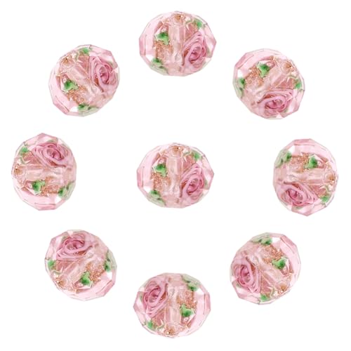 GARIOUANS 10 Stück Teiliges Runde Glasperlen in Hellrosa Robuste DIY Spacer Perlen mit Facettiertem Schliff Vielseitige Bastelperlen zum Auffädeln für Schmuckherstellung und Handarbeiten von GARIOUANS