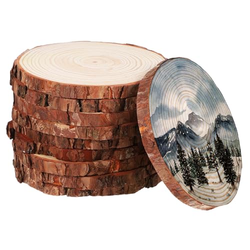 GARIOUANS 10 Stück Teiliges Runde Holzscheiben Natürliche Holzscheiben für DIY Basteln Kreative Untersetzer und Rustikale Dekoration Dicke Holzkreise für Kunstprojekte und Wohnaccessoires GARIOUANS 10 Stück Teiliges Runde Holzscheiben Natürliche Holzscheiben für DIY Basteln Kreative Untersetzer und Rustikale Dekoration Dicke Holzkreise für Kunstprojekte und Wohnaccessoires von GARIOUANS