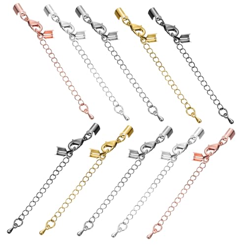 GARIOUANS 10 Stück Teiliges Schmuckketten Verlängerungsketten mit Karabinerverschlüssen Kupfer Endkappen für Halsketten Armbänder Fußketten DIY Schmuckherstellung Zubehör von GARIOUANS