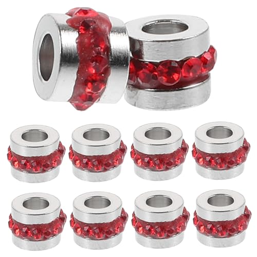 GARIOUANS 10 Stück Teiliges Spacer Beads Edelstahl Strass Perlen für Schmuckherstellung DIY Armbänder Halsketten Charms Zubehör in Rot von GARIOUANS