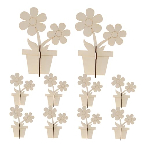 GARIOUANS 10 Stück Teiliges Unbehandelte Holzblumen Schnittmuster für DIY Bastelprojekte Holzdeko zum Bemalen Tischdeko Bastelbedarf für Zuhause und Büro von GARIOUANS