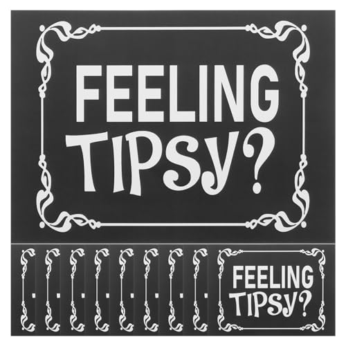 GARIOUANS 10 Stück Teiliges Wasserdichter Aufkleber Feeling Tipsy aus Papier und PVC Selbstklebend Leichte Bar Restaurantetiketten Stilvolle Schwarz weiße Design aufkleber für Kellner und von GARIOUANS