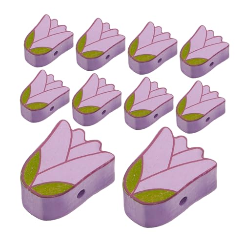 GARIOUANS 10 Stück Tulpenform Holzperlen Diy Bastelperlen für Schmuckherstellung Farbenfrohe Holzperlen zum Auffädeln Projekte und GARIOUANS 10 Stück Tulpenform Holzperlen Diy Bastelperlen für Schmuckherstellung Farbenfrohe Holzperlen zum Auffädeln Projekte und von GARIOUANS