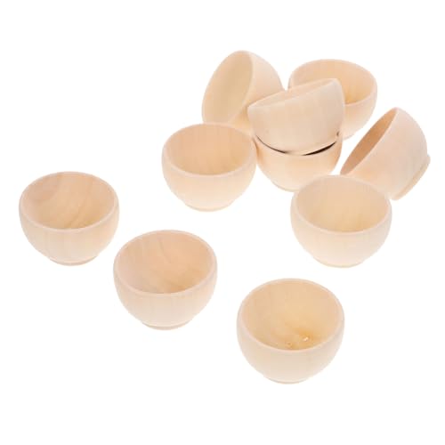 GARIOUANS 10 Stück Unbehandelte Holzschalen für DIY Kreative Holzschalen für Bastelarbeiten und Wohnkultur für Hochzeiten Feste und Persönliche Dekorationen von GARIOUANS