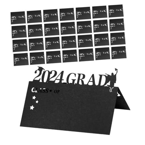 GARIOUANS 100 Stck. Graduation Tischkarten Platzkarten aus Papier Stabile Schwarze Sitzkarten für Abschlussfeier Einfach Beschriftbar Einsetzbar als Namenskarten und Tischdekoration von GARIOUANS