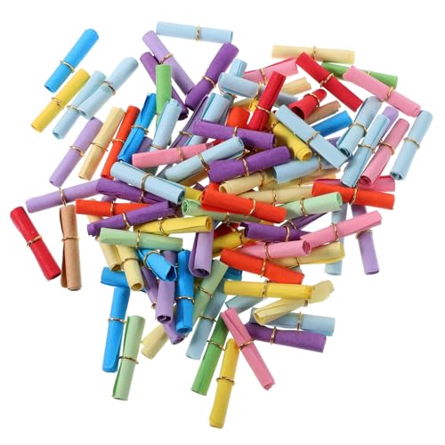 GARIOUANS 100 Stück Bunte Mini Papierrollen für Wunschflaschen Teiliges Beschreibbare Glücksbotschaften Blanko Schriftrollen für Liebesbriefe Deko Zettel für Besondere Anlässe Wie von GARIOUANS
