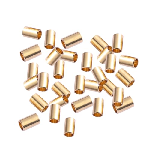 GARIOUANS 100 Stück DIY Schmuckzubehör Runde Röhrenperlen aus Kupfer Glatte Oberfläche Großes für Handgemachte Armbänder Halsketten und Bastelprojekte Goldfarben Außendurchmesser von GARIOUANS