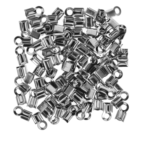 GARIOUANS 100 Stück Edelstahl Schmuckverbinder Quetschverschluss für Lederband mit DIY Armband Verschluss Zubehör für Halsketten und Schmuckherstellung von GARIOUANS