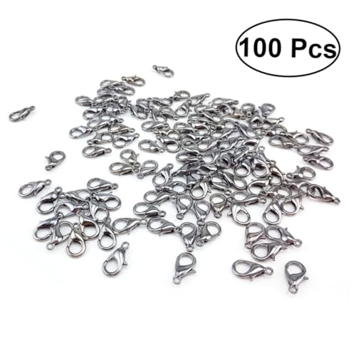 GARIOUANS 100 Stück Gebogene Karabinerhaken aus Zinklegierung Langlebige Schmuckverschluss für DIY Schmuckherstellung Armband und Halskettenverschlüsse Weiß für Anhänger und Bastelbedarf von GARIOUANS