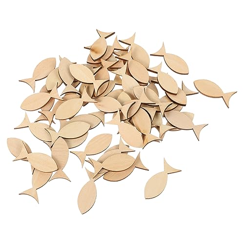 GARIOUANS 100 Stück Holzfisch Deko Diy Bastel Holzscheiben für Kreative Projekte für Sicher und Einfach zu Gestalten Perfektes Eltern Bastelzubehör von GARIOUANS