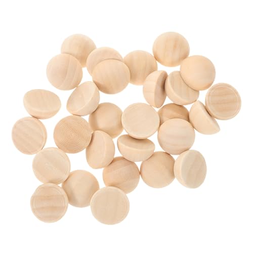GARIOUANS 100 Stück Natürliche Halbrunde Holzperlen Unlackierte Bastel holzkugeln für DIY Schmuck Dekoration Wohnaccessoires Vielseitige Halbperlen zum Auffädeln und Basteln von GARIOUANS