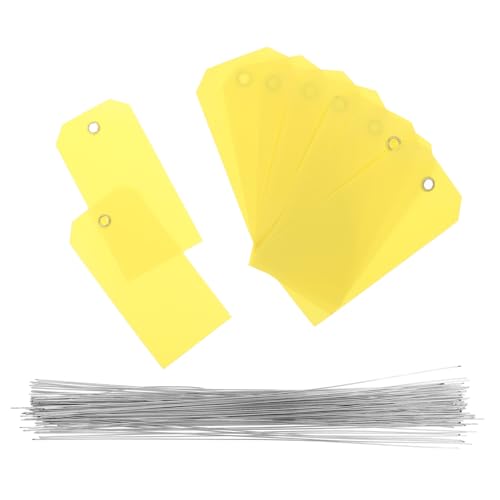 GARIOUANS 100 Stück PVC Anhänger mit Draht Beschreibbare Gepäckanhänger Vielseitige Etiketten für Koffer Rucksäcke Versand und Organisation Gelb Mit Drahtaufhängung GARIOUANS 100 Stück PVC Anhänger mit Draht Beschreibbare Gepäckanhänger Vielseitige Etiketten für Koffer Rucksäcke Versand und Organisation Gelb Mit Drahtaufhängung von GARIOUANS