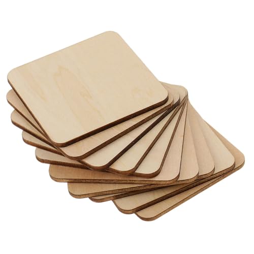 GARIOUANS 100 Stück Quadratische Holzstücke Naturbelassen DIY Bastelzubehör Graffiti Zubehör Unvollendete Holzblättchen zum Malen und Dekorieren für Handwerk und Geschenke von GARIOUANS