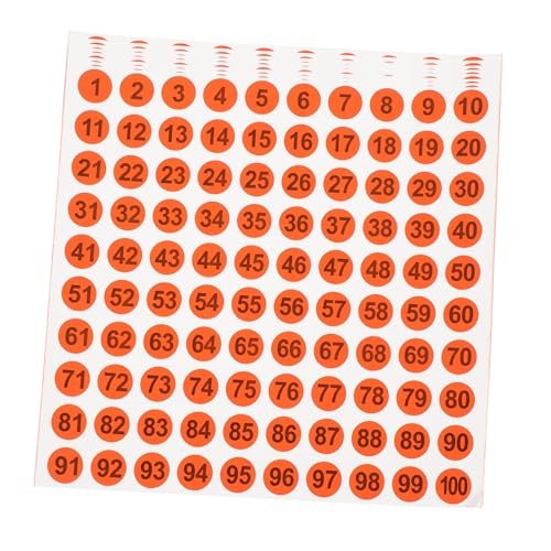 GARIOUANS 100 Stück Runde Selbstklebende Nummernaufkleber Durchmesser Orange mit Schwarzer für Inventarverwaltung Klassenzimmerorganisation Versand und von GARIOUANS