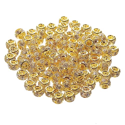 GARIOUANS 100 Stück Strass Abstandshalter Perlen Legierung Runde Spacer Beads für Schmuckherstellung DIY Armbänder Bastelprojekte Gold GARIOUANS 100 Stück Strass Abstandshalter Perlen Legierung Runde Spacer Beads für Schmuckherstellung DIY Armbänder Bastelprojekte Gold von GARIOUANS
