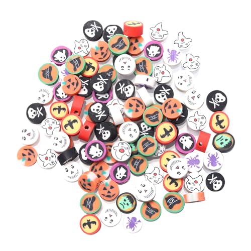 GARIOUANS 100 Stück Teiliges Halloween Polymer Clay Perlen Lose Schmuckperlen für DIY Armband Halskette Basteln Bunte Halloween Schmuckzubehör für Erwachsene GARIOUANS 100 Stück Teiliges Halloween Polymer Clay Perlen Lose Schmuckperlen für DIY Armband Halskette Basteln Bunte Halloween Schmuckzubehör für Erwachsene von GARIOUANS