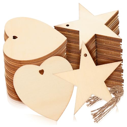 GARIOUANS 100 Stück Teiliges Holzanhänger mit Vorgebohrten Löchern Stabile Blanko Holzscheiben für Geschenkdekoration DIY Basteln Weihnachts und Hochzeitsdeko Vielseitige Holzschilder zum von GARIOUANS